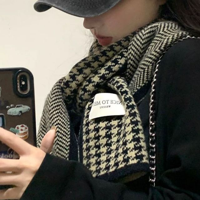 따뜻한 커플 니트 머플러 격자 여성 예쁜 패션