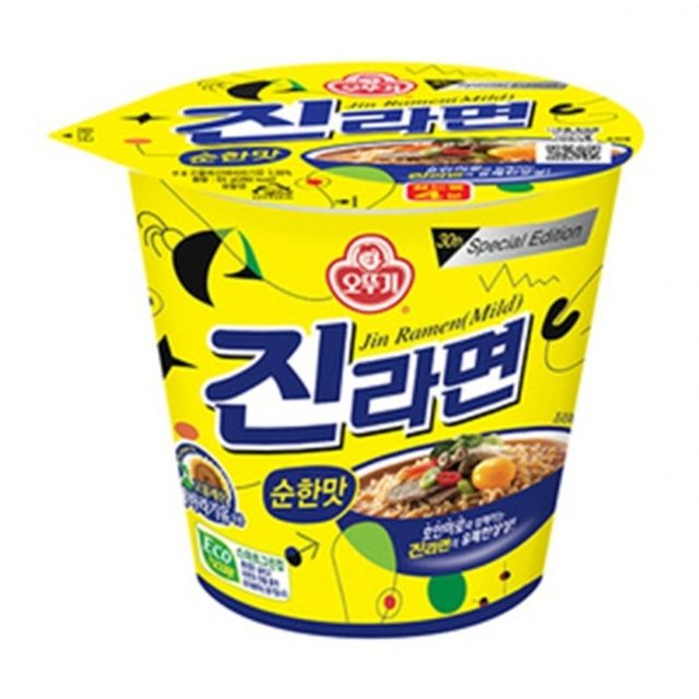 오뚜기 진라면 순한맛 소컵 6입 - 부드러운 맛의 순한 컵라면