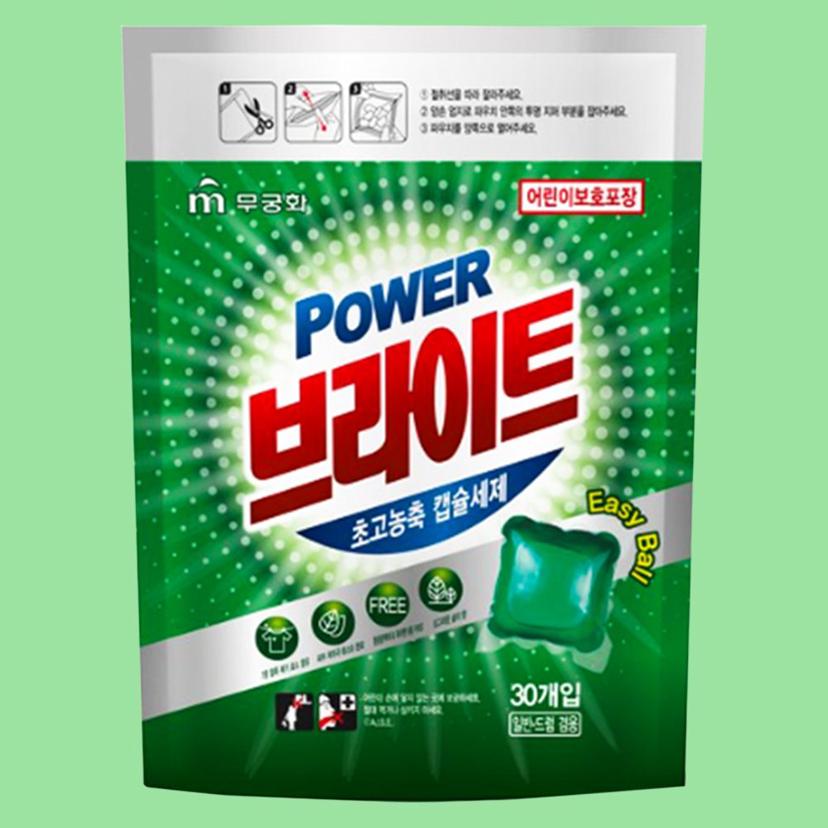 파워 브라이트 초고농축 캡슐 세제 30입 | 일반 드럼 겸용