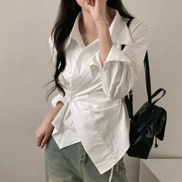여성 오피스 랩블라우스 1P 단정한 패션 카라 셔츠 블라우스 출근룩