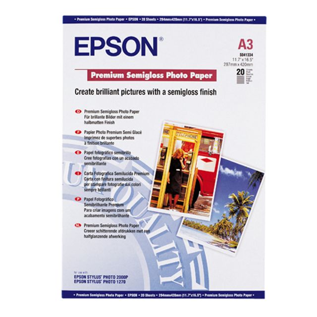EPSON 반광택 포토용지 S041334 A3 251g 20매 고품질 인화지