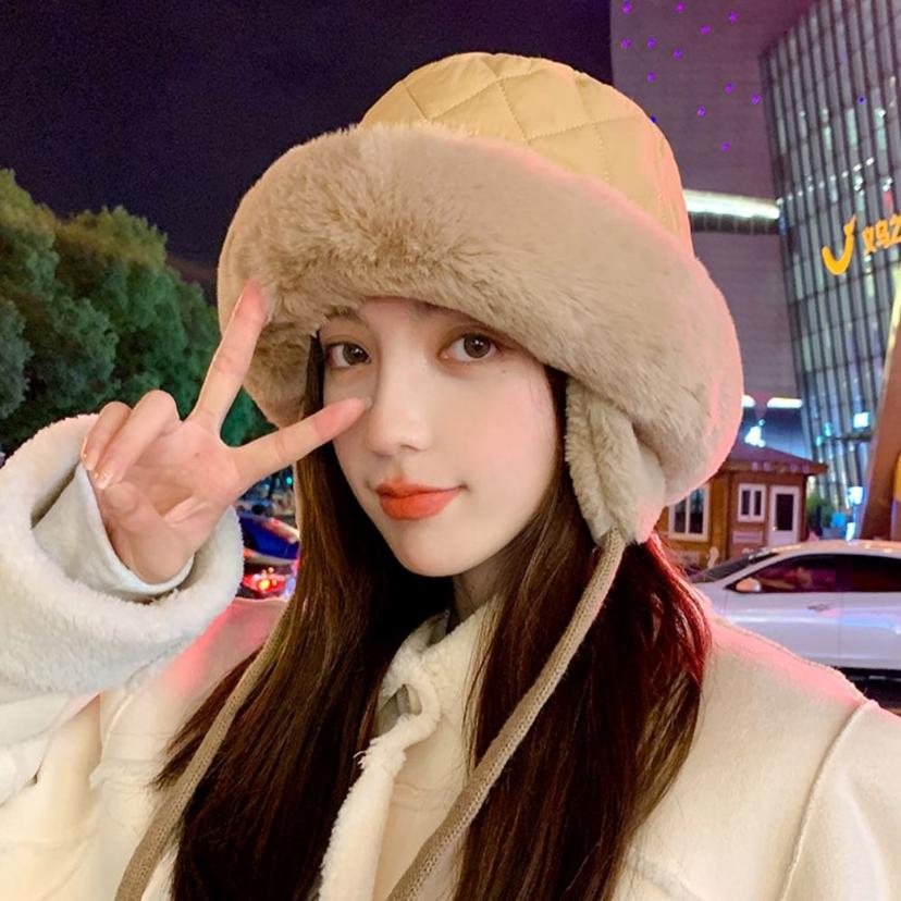 여성 겨울 패딩 귀달이 퍼 버킷햇 벙거지 귀도리 모자