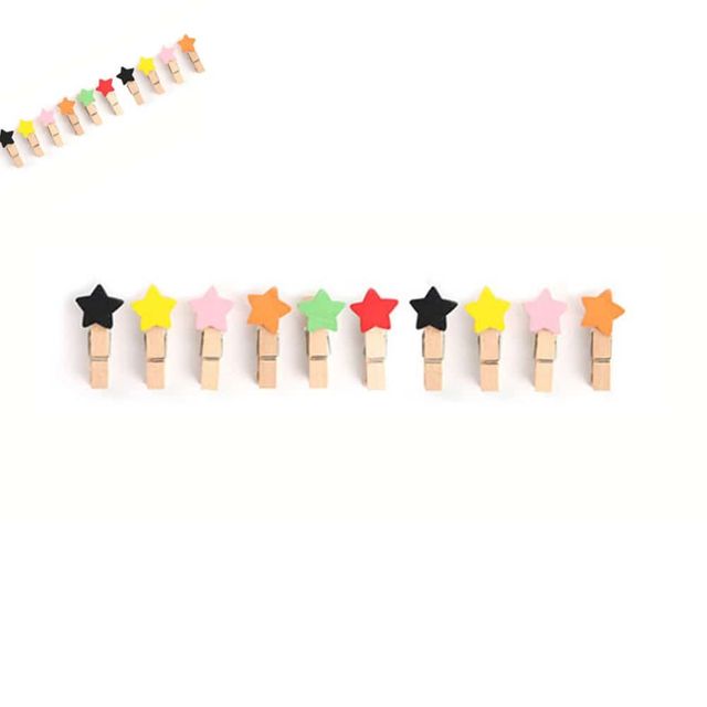 별모양 메모집게 10p 세트, 우드 사진꽂이 명함홀더