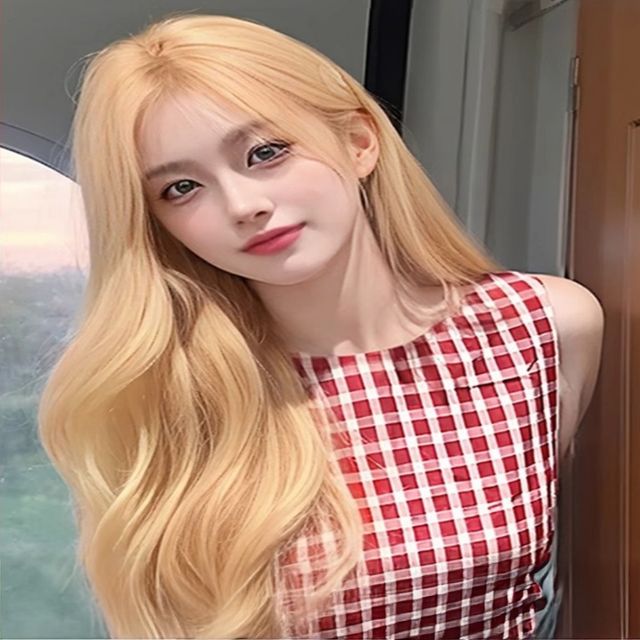 여자 웨이브 스타일 인모 긴머리 패션가발 금발