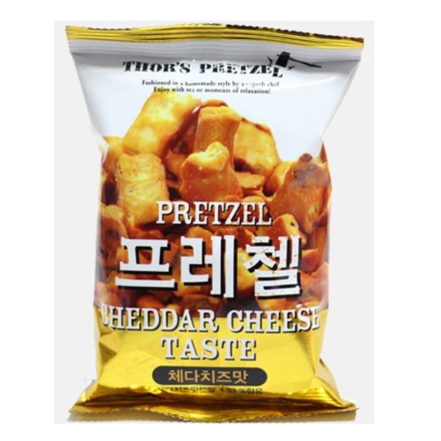 프레첼 체다치즈 맛 스낵 바삭한 치즈맛 간식