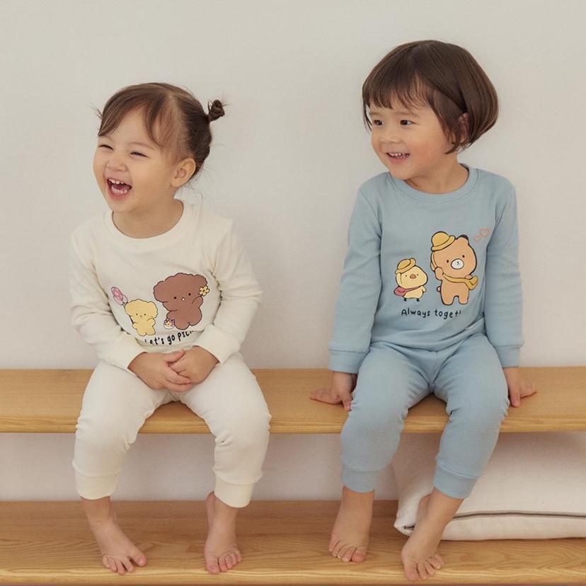베베샤 유아 실내복 기모 프린트 내의 내복