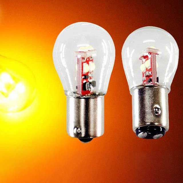 12V S25 LED 램프 옐로우 자동차 깜빡이 브레이크등 교체