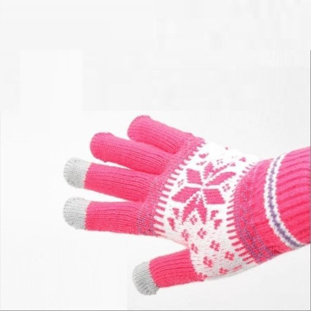 스마트폰 장갑 눈꽃모양 Pink