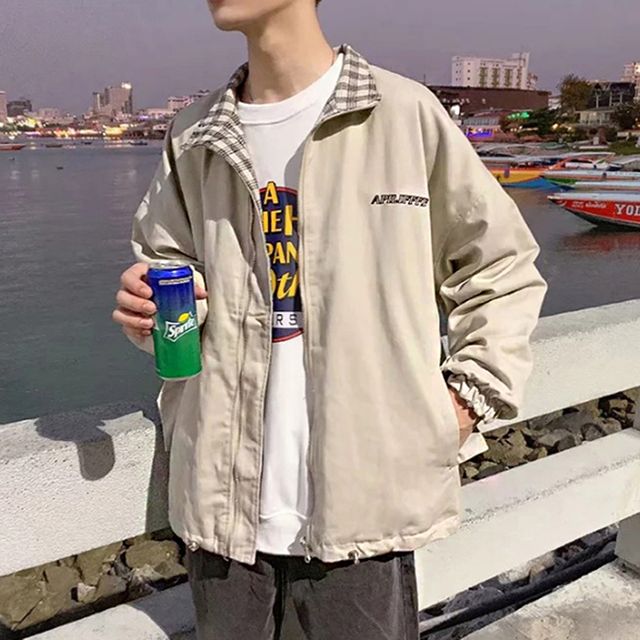 남자 봄 가을 환절기 양면 리버시블 체크 자켓