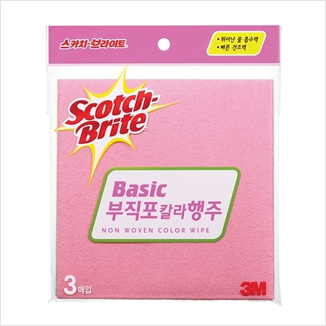 3M 부직포 칼라행주 3매 - 주방 청소 필수 컬러행주