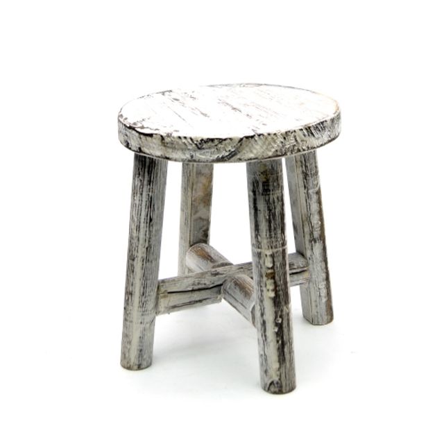 빈티지 화이트 원목 우드 미니 화분받침대 18x20cm - 내추럴 인테리어