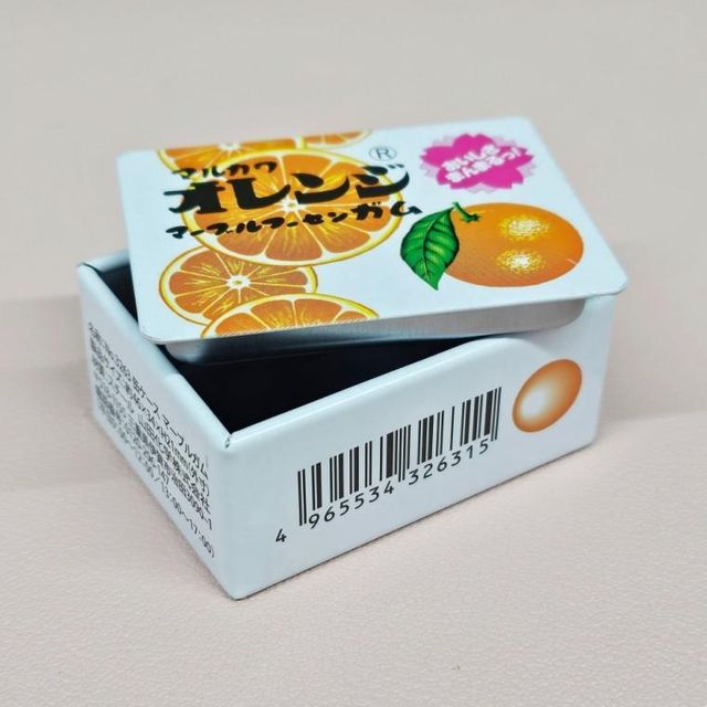 미니 어처 버블껌 마루가와 오렌지 틴케이스 소품 철제보관함 레트로 사각 다꾸보관하