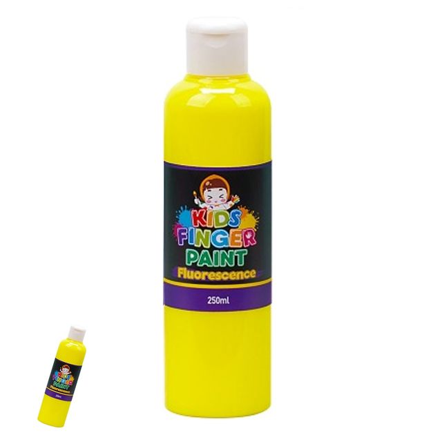 미술용품 그림교구 미술놀이 핑거페인트 형광색 250ml 형광노랑