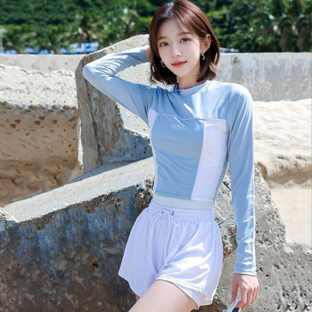 군살커버밴딩수영복세트 캡내장 속바지2in1 비치웨어