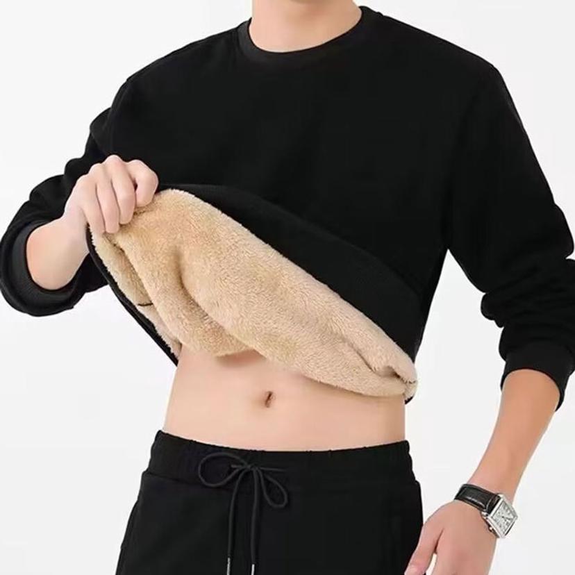 남성 캐주얼 라운드 맨투맨 퍼안감 겨울 티셔츠