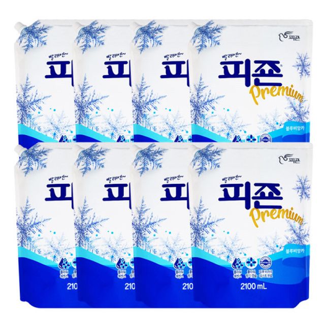 피죤 블루비앙카 섬유유연제 리필 2100ml 8개입 대용량