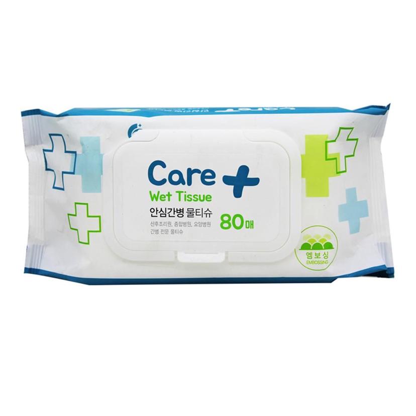 안심 간병 전용 물티슈 캡형 80매 저자극 대형 물티슈