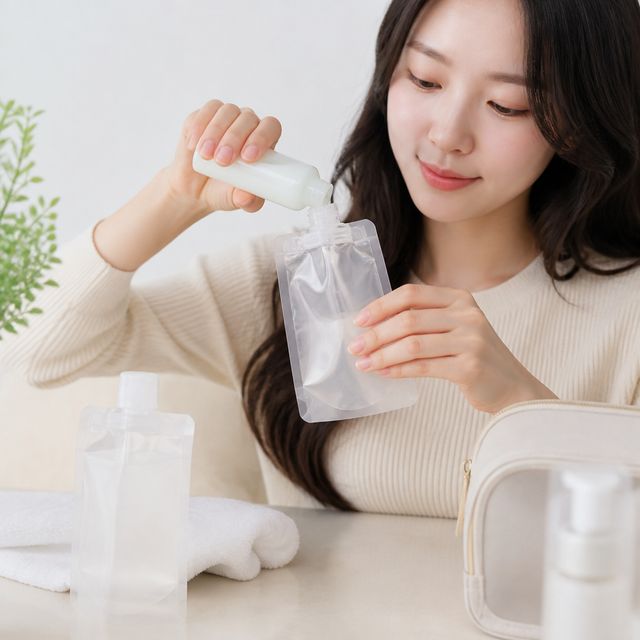 리필 휴대용 화장품 파우치 액체 샘플 보관 지퍼백 여행용 여행 소품