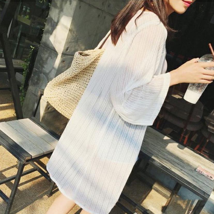 여성 쉬폰 하프 로브 가디건 비치 바캉스 웨어