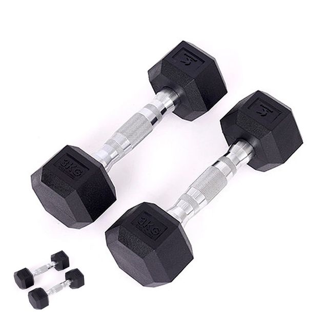 운동기구아령 홈트운동기구 덤벨 PEV 육각 아령 3kg x 2개 세트