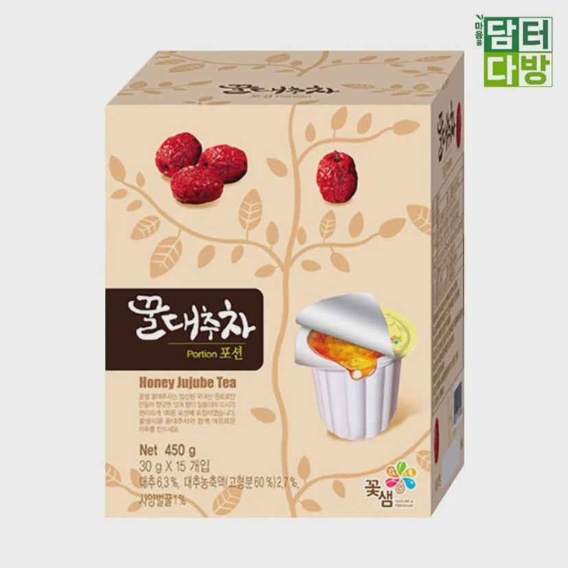 꽃샘 꿀대추차 포션 15입 - 간편한 휴대용 액상차