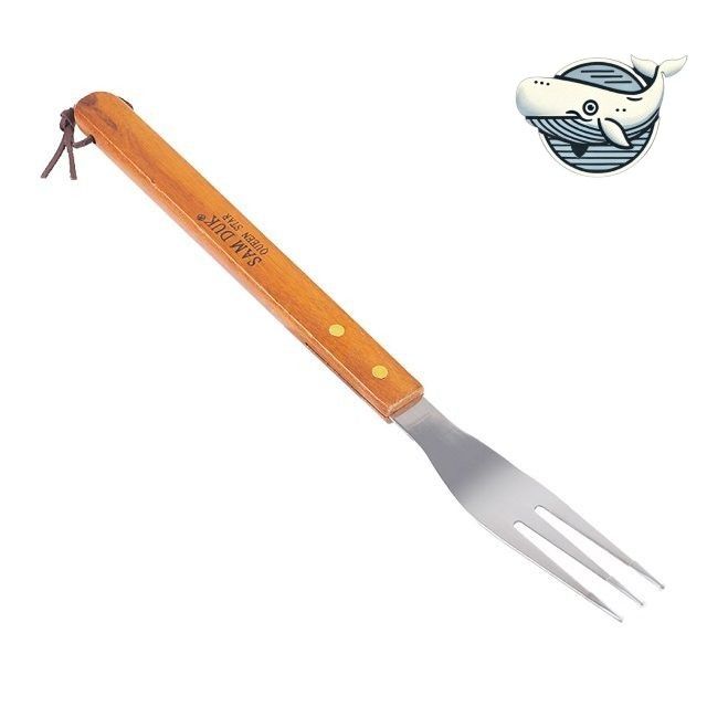 바베큐 캠핑용 스테인리스 포크 나무 손잡이