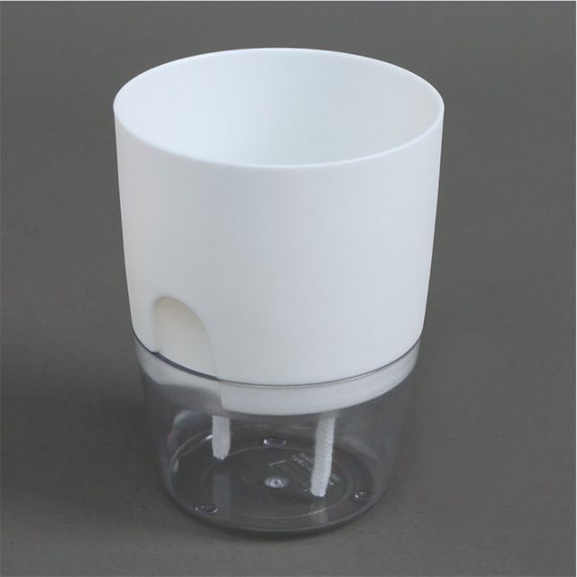 원형 자동급수 화분 화이트 15x18cm 화이트화분 실내화분 플라스틱화분