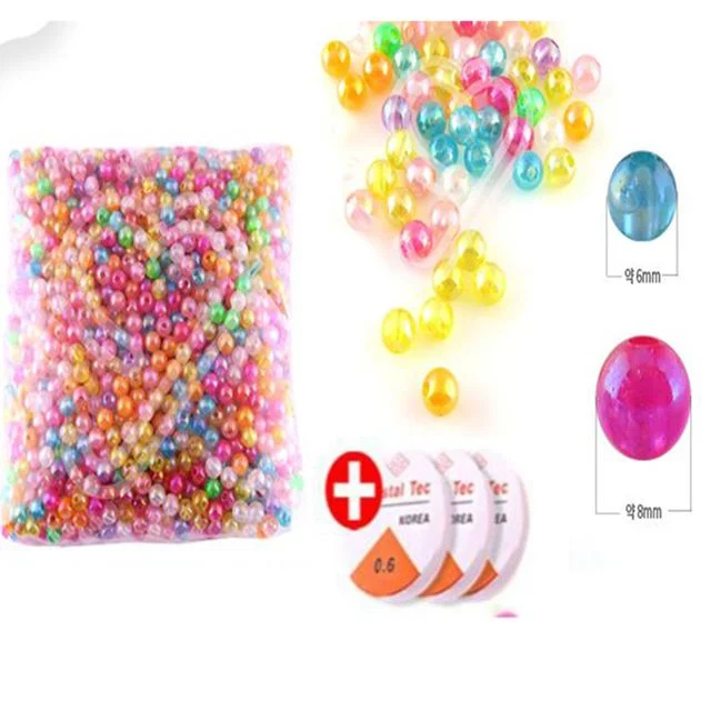 비즈구슬 대용량 투명레인보우진주 6mm/8mm – 공예 필수 재료