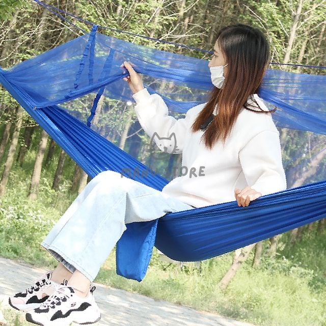 야전침대 방충망해먹 캠핑 모기장 해먹 블루