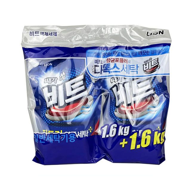 일반 세탁기용 액체세제 1.6kg 2개 세트 - 강력 세척