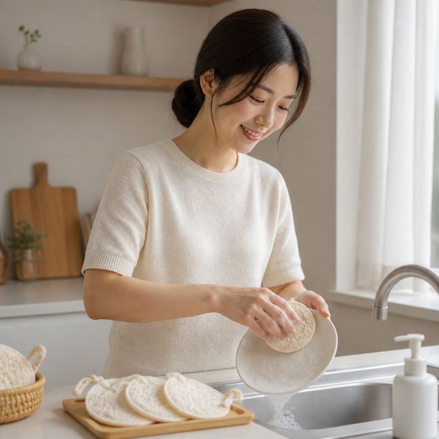 설거지 세척 원형 수세미 주방 용품 클리너 4개입