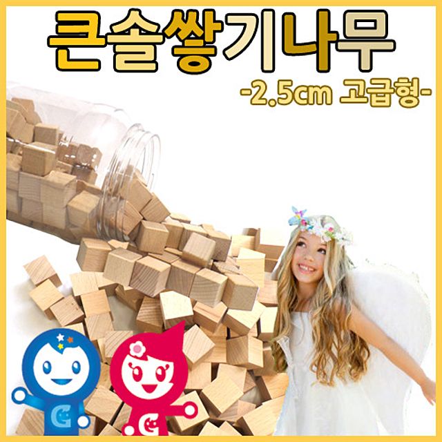큰솔 2.5cm 쌓기 나무 100pcs 미송 + 케이스, 도형쌓기 교육완구
