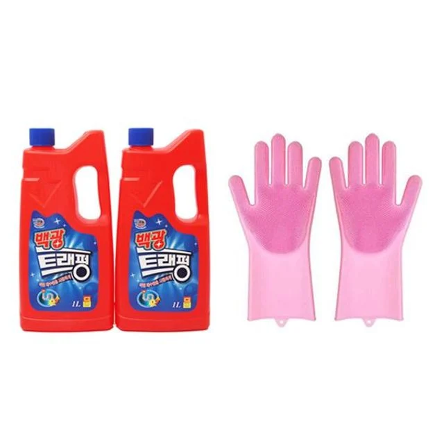 파워 트래펑 1L 1+1 세트 - 뚫어뻥 및 실리콘 수세미