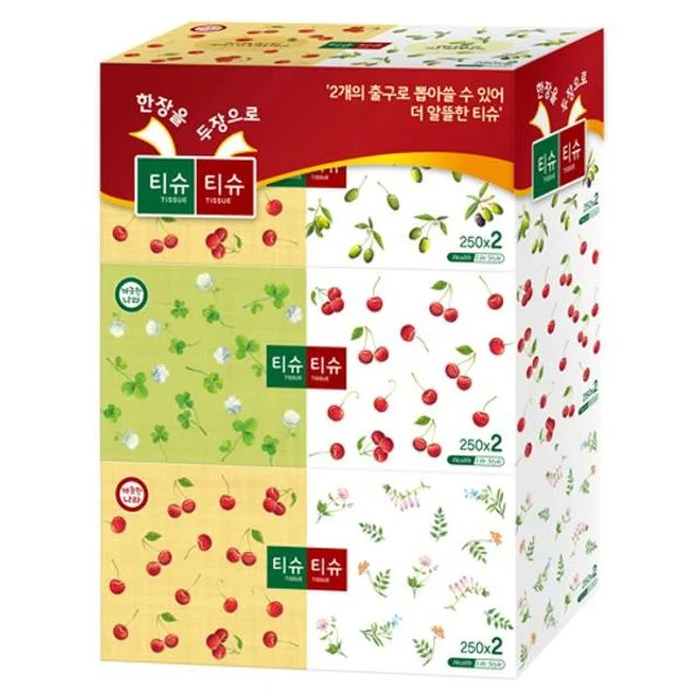 깨끗한나라 티슈티슈 250매 3개입 - 부드러운 각티슈