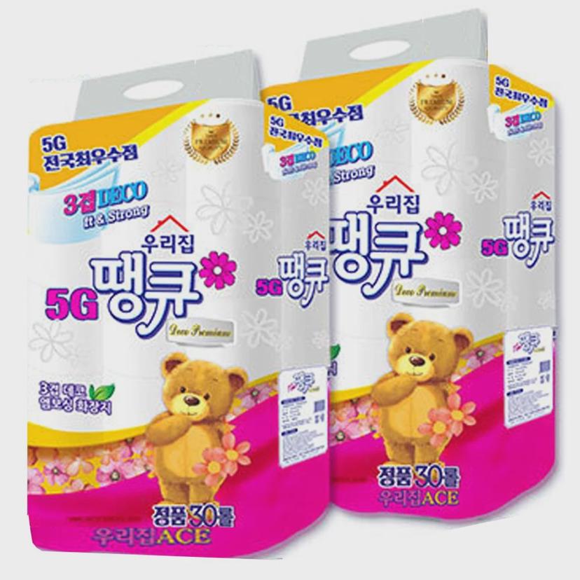 정품 플라워 땡큐 3겹 롤 화장지 30롤 1+1 - 총 60롤