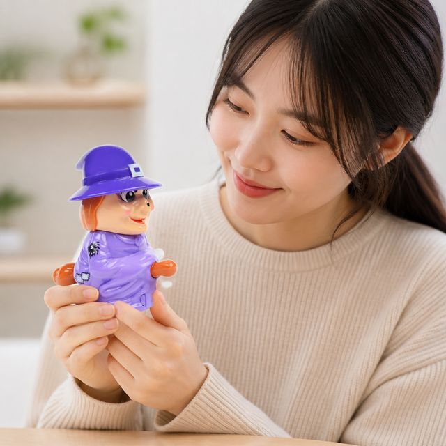 할로윈 파티 장식 캐릭터 인형 빗자루 타는 마녀 통통이 소품