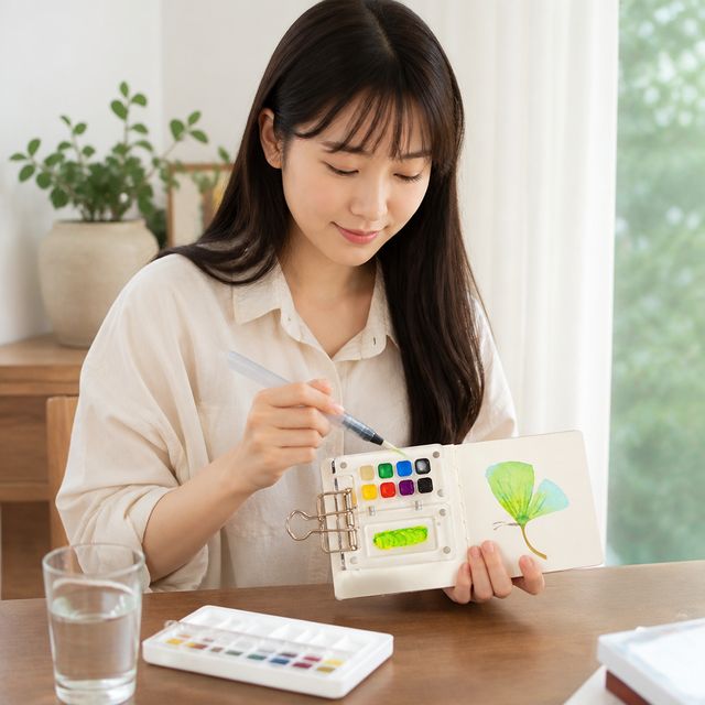 미술용 나무 파레트 아크릴 물감 팔레트 휴대용 미니 화방용품 드로잉 스케치 도구