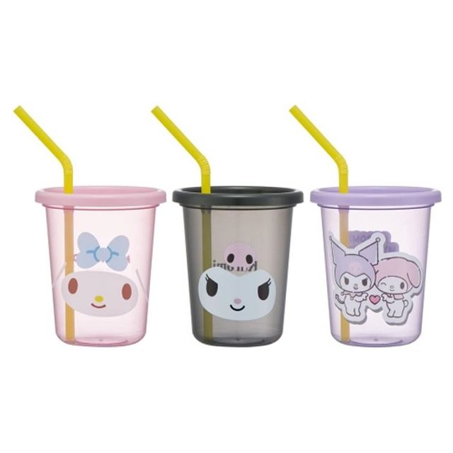 마이멜로디 쿠로미 스트로우 물컵 3p세트 320ml 유아컵