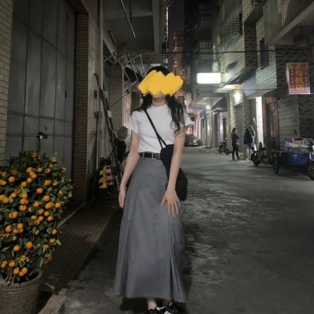그레이 슬리밍 커버 크로스 플리츠 a라인 스커트