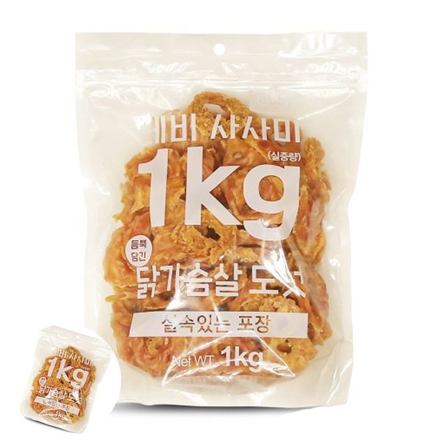 애견영양간식 애견간식 강아지간식 사사미 실속포장 1kg 닭가슴살도넛