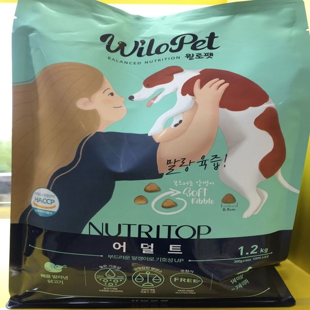 윌로펫 뉴트리탑 어덜트 강아지 사료 1.2kg - 성견 맞춤 영양
