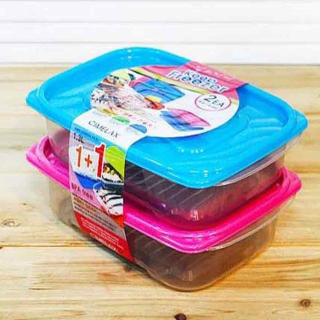밀폐용기 1.3L 2p 사각밀폐용기 냉동보관통 냉동고보관용기 냉동고정리함