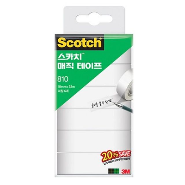 3M 스카치 매직테이프 810 리필 6개입 - 사무용 테이프