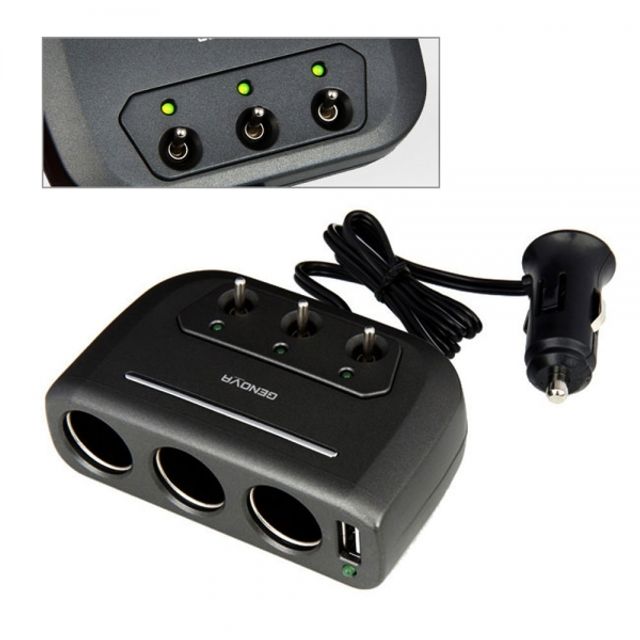 차량용 3구 멀티 소켓 - 12V 24V 겸용 USB 스위치