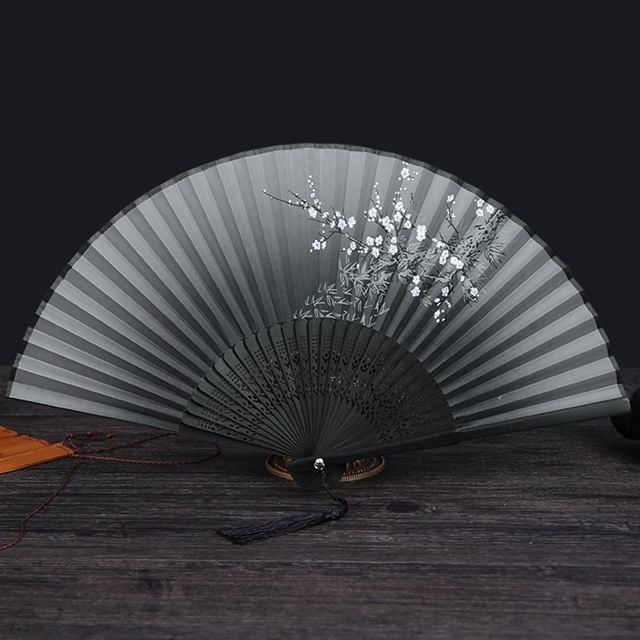 매화꽃 대나무 접이식 부채 - 전통 여름 선물용