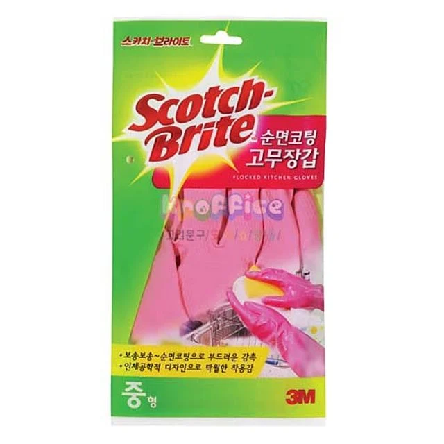 3M 순면코팅 고무장갑 중 핑크 491M-P 위생 장갑