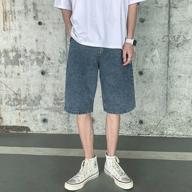 기본 청반바지 와이드핏 5부팬츠 데님팬츠 데일리룩