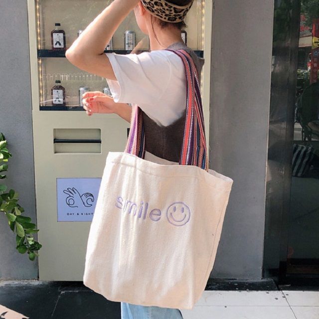 스트랩 포인트 스마일에코 캔버스백 - 가벼운 데일리 숄더백