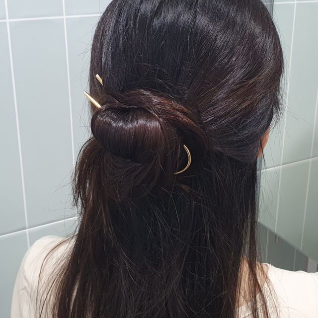 P1 올림머리 헤어 메탈 유핀 비녀 금