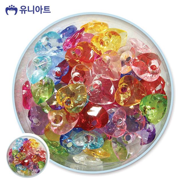 비즈목걸이구슬부자재 비즈공예 모양비즈 19번 크리스탈비즈 하트 2cm